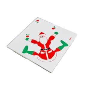 Vintage House of Hatten Tumbling Santa Ceramic Tile Trivet
